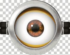 an eyeball is shown in the center of a circle, with yellow and brown colors