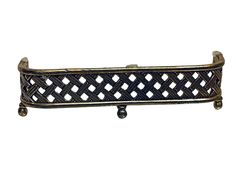 an antique brass finish drawer pull handle with diamond cut design on the front and sides