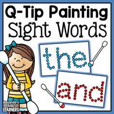 q - tip painting sight words for the letter s and o, with an image of a