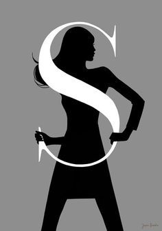 the silhouette of a woman holding a pair of scissors in one hand and an arrow in the other