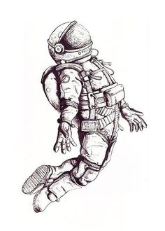 a drawing of an astronaut floating in the air