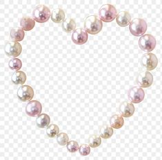 a heart shaped pearl necklace on a transparent background