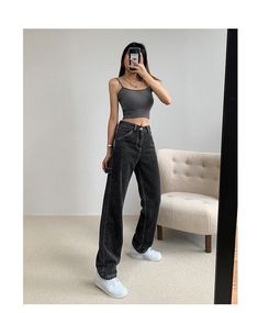 Loose Jeans Outfit, Outfits Edgy, Black Jeans Outfit, Dinner Outfits, Pinterest Outfits, Womens Fashion Trends, Outfits Casuales