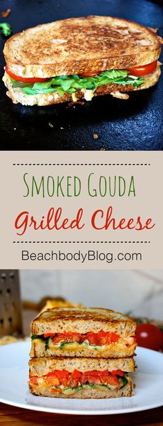 a grilled cheese sandwich on a plate with the words smoked gourd grilled cheese