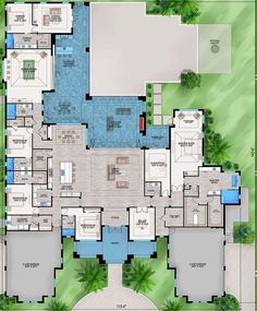 this is an aerial view of the house plan