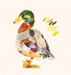 a watercolor painting of a duck on a white background