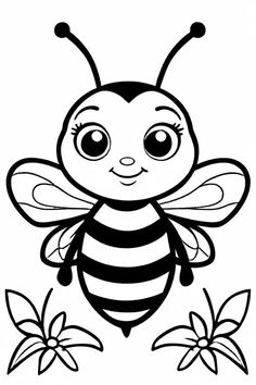 Bee Coloring Page 8 for Kids School Drawings, Bee Coloring, Flamingo Coloring Page, Vegetable Animals, Insect Coloring Pages, Kids Vegetables, Bee Coloring Pages, Bird Coloring Pages, Exotic Birds