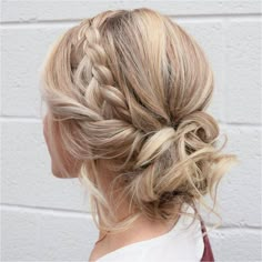 braid crown hairstyles Updos Bridal, Hairstyle Prom, Wedding Hairs, Updo Bridesmaid, Hairstyles Prom, Updo Wedding, Low Bun Hairstyles, Balayage Blonde, Modern Haircuts