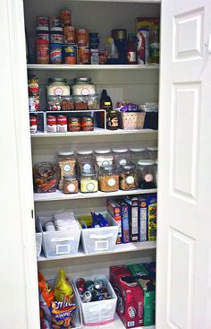 the pantry is stocked with all kinds of food