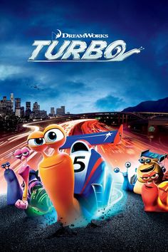 the movie poster for turbo starring characters from disney and pixama's animated film