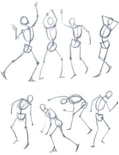 some sketches of people doing different poses