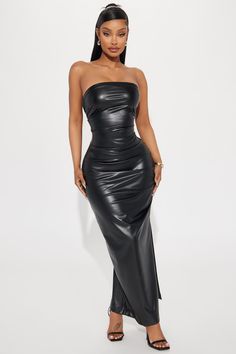 Available In Black. Faux Leather Maxi Dress Strapless Straight Neckline Ruched Hidden Side Zipper Stretch 50% Polyester 50% Polyurethane Imported | Midnight Baddie Leather Maxi Dress in Black size 1X by Fashion Nova Black Baddie Dress, Fashion Nova Dress Night, Leather Maxi Dress, Fashion Nova Bodycon Dress, Maxi Dress Strapless, Fashion Nova Mesh Dress, Fashion Nova Sequin Dress, Baddie Dresses, Fashion Nova Black Dress