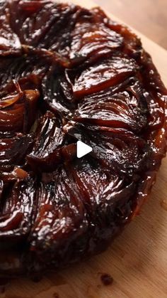 a close up of food on a cutting board