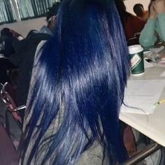 Stylist Aesthetic, Summer Character, Midnight Blue Hair, Blue Lace Front Wig, Academy Aesthetic, Blue Black Hair, Zodiac Academy, Colourful Hair