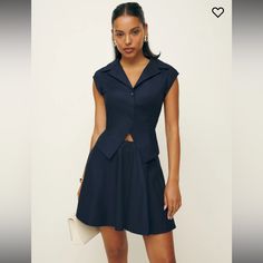 Designed To Be Fitted At Bodice With An A-Line Skirt. Collared Neckline. This Woven Fabric Is Made From 98% Organic Cotton And 2% Spandex Size: 6 Nwot Cotton Mini Skirt, Knit Two Piece Set, Cotton Midi Skirt, Skirt Crop, Crop Top Set, Package Deal, Top Skirt Set, Crop Top Skirt, Button Front Top