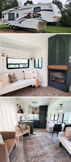 the interior and exterior of a mobile home