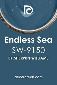 a blue paint can with the words endless sea on it and an image of a boat in