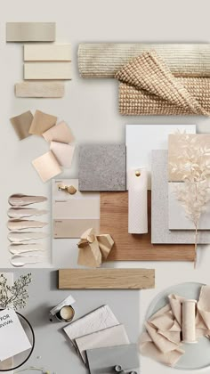 a collage of different types of paper and accessories