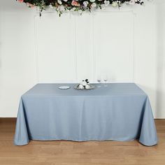 Dusty Blue Polyester Rectangular Tablecloth 90 Inch x 132 Inch Table Overlays, Tablecloth Sizes, Table Skirt, Rectangle Tablecloth, Banquet Tables, Wedding Linens, Table Napkins, Dining Decor, Linen Tablecloth