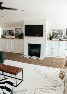 the living room is clean and ready to be used as an office or family room