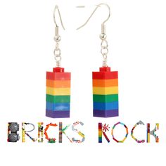 I will be on vacation from Dec 29- Jan2. I am accepting orders during this time, but will ship them once I return. Thank you! Six shiny new genuine LEGO® 1 x 1 plates make a colorful rainbow. Wear these earrings with Pride!! These are lightweight at less than a quarter ounce for the pair and are made with silver plated stainless steel fishhook earring findings. I also have these earrings made with LEGO 1 x 2 plates here- https://www.etsy.com/listing/249643555/rainbow-lego-1-x-2-earrings-jewelry- Pride Jewellery, Stacked Earrings, Pride Rainbow, Earring For Women