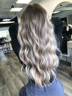 Platinum Blonde Hair On Brown Hair, Long Ash Blonde Hair With Layers, Brown Roots Blended Into Blonde, Blonde Balayage Blended, Blond Balayage With Dark Roots, I’ve Blonde Balayage, Blonde Balayage With Extensions Long Hair, Darker Roots Blonde Hair Balayage Medium Length, Ash Blond Balayage Brunettes