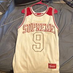 Supreme Jersey, Cream, Red, And Tan An Original Supreme Jersey, Men's Vest, Basketball Jersey, Mens Vest, Basketball, Mens Accessories, Womens Tops, Outfit Accessories, Cream