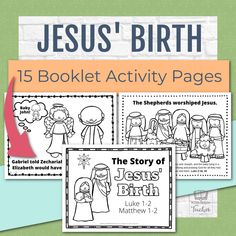 the story of jesus'birth is shown in this printable bible activity pack for kids