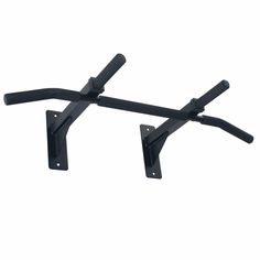 two black metal brackets are attached to the back of a wall mounted tv bracket with one arm extended