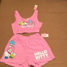 Hello Kitty 2 Sets (Medium Shorts/ Top) / (Medium Top / Small Shorts) New W/ Tags Elastic Waist Shorts / Top These Items Weren’t Purchase As A Set But I’m Selling It As A Set Each Fyi Cute Birthday Fits, Hello Kitty Bathing Suit, Hello Kitty Merch, Clothes Hello Kitty, Hello Kitty Products, Sanrio Style, Hello Kitty Outfit, Sanrio Clothes, Hello Kitty Bedroom