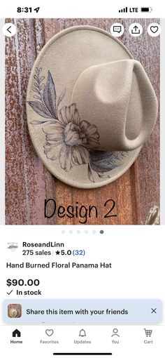 Burned Ball Cap, Pyrography, Ball Cap, Panama Hat, Cowboy Hats, Caps Hats