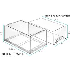 an image of two drawers with measurements for each drawer and the bottom one is empty