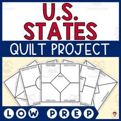 the u s states quilt project is shown in red, white and blue with text that reads