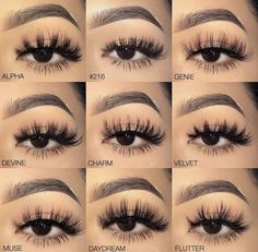 Different Eyelash Styles, Kiss Lashes On Eyes, Eyelashes Styles, Types Of Lashes, Eyelash Styles, Flared Lashes, Flutter Lashes, Gene False