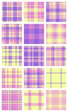 the different plaid patterns are shown in pink and yellow