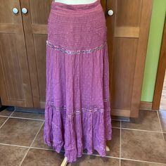 Free People Maxi Skirt. Sugar Plum, Tiered With Bugle Beaded Ribbon Detail. New With Tags. Size 8. Asymmetrical Maxi Skirt, Orange Trends, Beaded Ribbon, Maxi Sequin Skirt, Sheer Maxi Skirt, Crochet Maxi Skirt, Free People Maxi, Ribbed Skirt, Maxi Skirt Boho