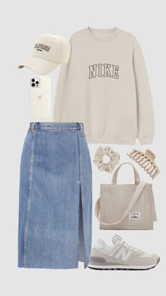 Styling Skirts Casual, Church Outfit Street Style, Work In Europe, Modest Camping Outfits, Modest School Fits, Cute Conservative Outfits, Korean Minimalist Outfit, Tshirt Skirt Outfit, Camping Inspo