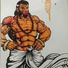 a drawing of a man with no shirt on