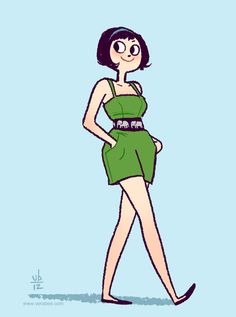 a woman in a green dress is walking