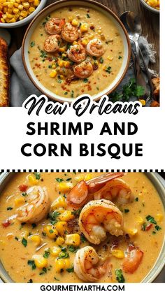 Dive into the rich, creamy flavors of New Orleans with this Shrimp and Corn Bisque! Packed with tender shrimp, sweet corn, and a blend of Cajun spices, this comforting soup brings a taste of Louisiana right to your table. Perfect for chilly nights or when you’re craving bold, Southern cuisine! #NewOrleansBisque #ShrimpAndCornBisque #CajunRecipes #SeafoodSoup #ComfortFood #LouisianaCuisine #EasyBisqueRecipe #ShrimpLovers #SouthernFlavors #CornChowder Shrimp Corn Potato Chowder, Seafood Bisque Soup Recipes, Shrimp Stew Recipes, Shrimp Bisque Soup, Shrimp And Corn Bisque, Crab And Corn Bisque, Shrimp Bisque Recipe, Shrimp And Corn Chowder