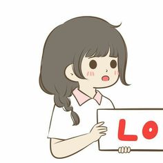 a girl holding a sign with the word love in it's hand and an expression on her face