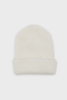 - Measurements: 1. Width: 18cm / 2. Height: 28cm- Materials: 80% angora, 20% acrylic- Thickness: Moderate- Sheerness: None- Stretch: Low- Lining: None- Care: Dry clean or hand wash cold and dry in shade Mohair Beanie, White Beanie, Wooly Hats, London Shopping, Ski Hat, White Beanies, London Free, Ski Hats, White Hat