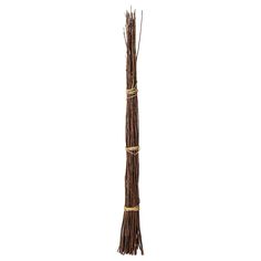 a tall bundle of sticks with rope tied around it