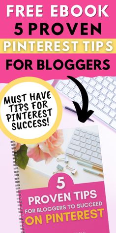 a pink book with the title 5 proven pinterest tips for bloggers