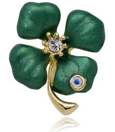 Akianna Goldtone Hand Painted Swarovski Element Crystals St Patrick Day Four Leaves Clover Pin -- Visit the image link more details. (This is an affiliate link) #broochesandpins Four Leaves Clover, Vintage Jewelry Diy, Swarovski Crystal Jewelry, Handmade Scarves, Enamel Lapel Pin