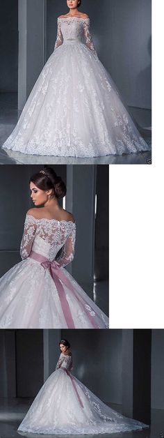 two pictures of a woman in a white wedding dress with pink ribbon around the waist