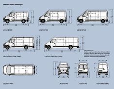 the blueprint drawing shows different types of vans