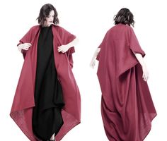 Asymmetrical Linen Parachute Cardigan Lagenlook Kimono Style Wrap Dress | eBay Open Front Winter Dresses, Open Front Dresses For Winter, Oversized Cape Cardigan For Spring, Fitted Cape Dress For Fall, Chic Cape Dress For Fall, Asymmetric Cape, Style Wrap Dress, Pants Dress, Kimono Style