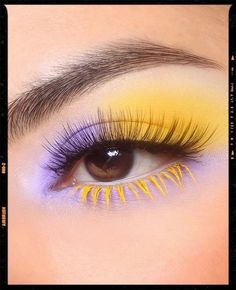 Best Bright Eyeshadow Looks : Lavender And Yellow Yellow Summer Makeup, Colorful Eye Makeup With Glasses, Purple Yellow Eyeshadow, Orange And Purple Makeup Looks, Spring Inspired Makeup Looks, Yellow Eyeshadow Makeup, Purple And Yellow Eyeshadow, Pink And Yellow Eye Makeup, Pink And Yellow Eyeshadow Looks