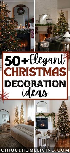 a collage of christmas decorations with the words 50 elegant christmas decoration ideas